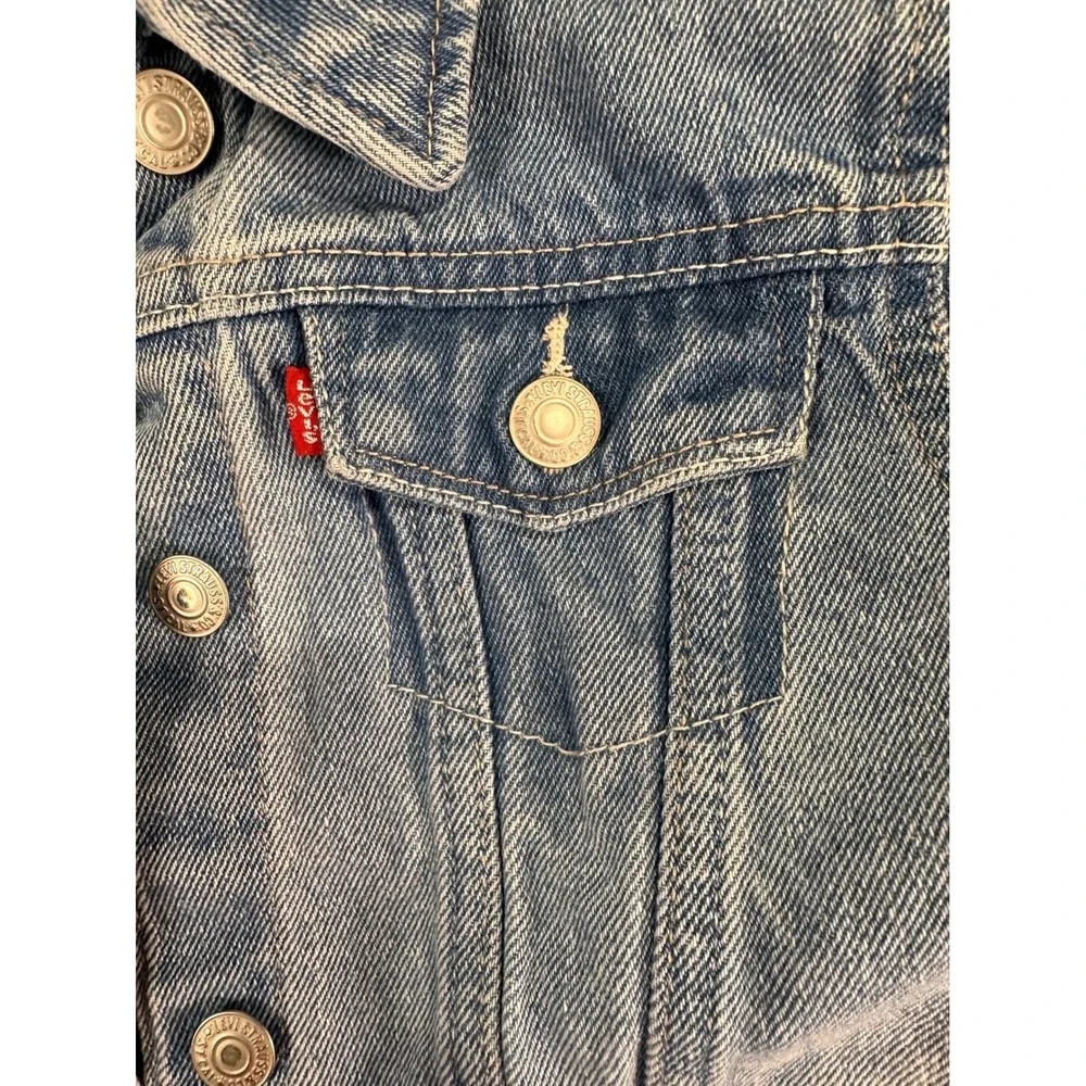 Levi's Denim Trucker Jacket M 10-12 Blue Cotton Button Front Kids